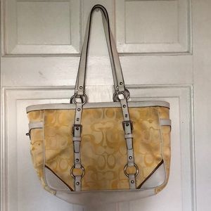 Authentic yellow and white handbag